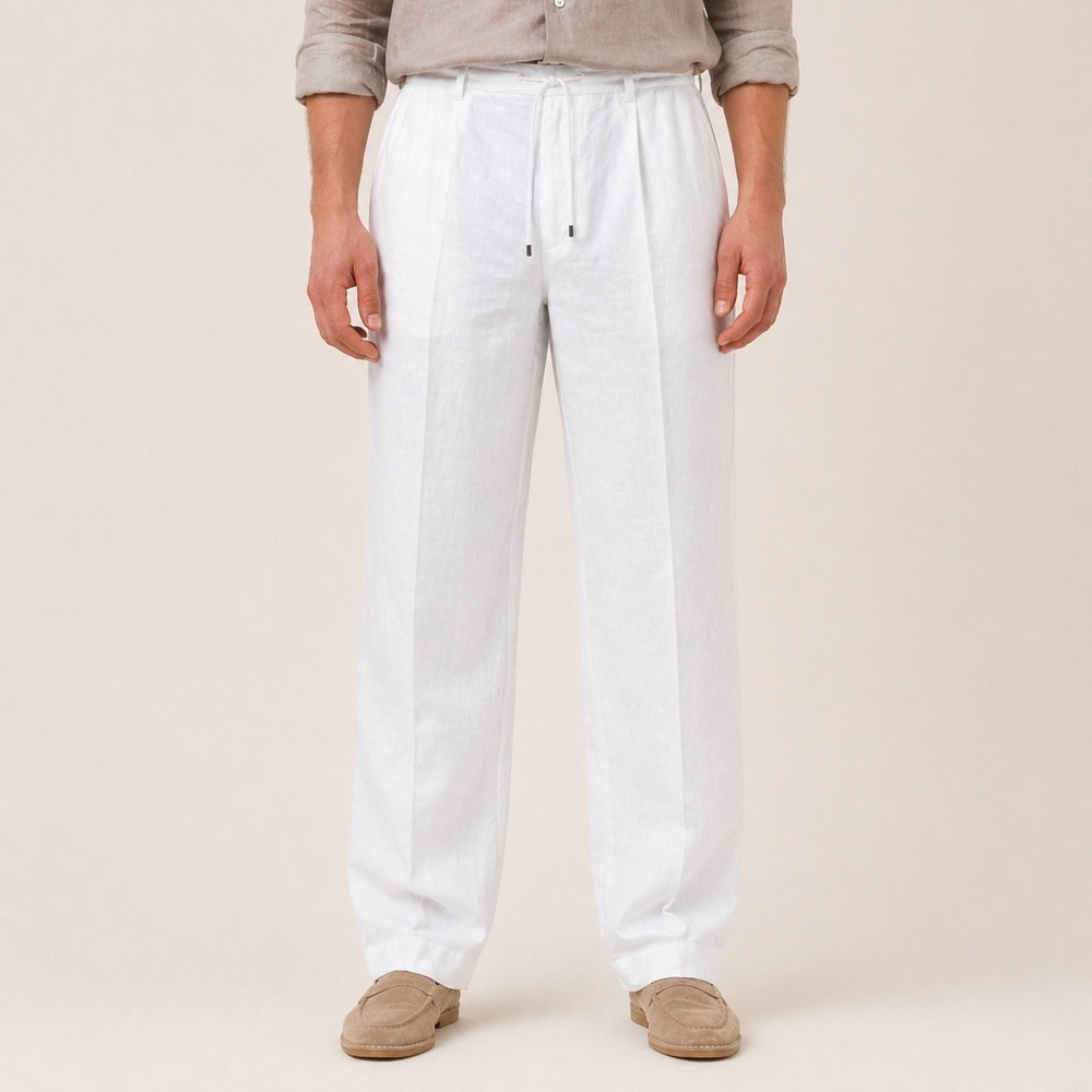 Murano Baird McNutt Pants Linen Blnd Zac Fit Pleated Drawstring NWT 46x32 Resort